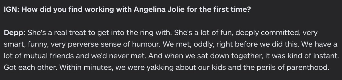 respected each other as actors...AH perceive herself talented & perhaps resent that she not receive same praise Unfounded rumours that Jolie & JD hook up filming Tourist...AH maybe use the rumour against JD & she likely flirt with BBT to taunt JD*a thread*