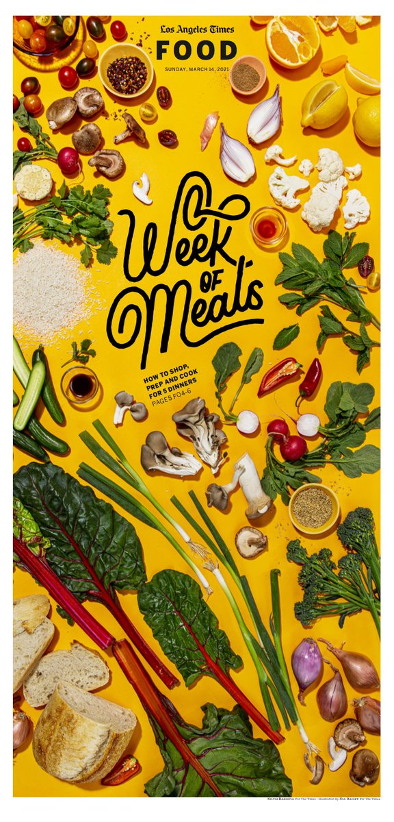 This Sunday's @latimesfood cover: @benbmims new series, Week of Melas, aimed at bringing you easy recipes for busy weeknights. 📸: @SilviaRazgova, 🖌: @niabydesign latimes.com/food/story/202…