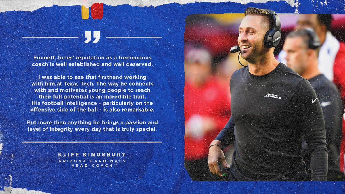 Kansas Football (@ku_football) on Twitter photo Real recognize real!
<a href="/AZCardinals/">Arizona Cardinals</a> head man Kliff Kingsbury offers his thoughts on our interim head coach, Emmett Jones.
#RockChalk Real recognize real!
<a href="/AZCardinals/">Arizona Cardinals</a> head man Kliff Kingsbury offers his thoughts on our interim head coach, Emmett Jones.
#RockChalk