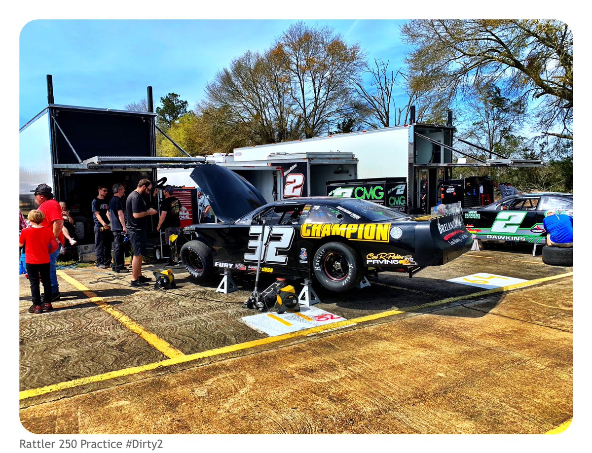 We’re back! GFR’s late model program is getting ready for its first practice of the day at South Alabama Speedway! Grant and the crew are eager to see what’s in store for the weekend! 🐍 #Dirty2 @GrantEnfinger
