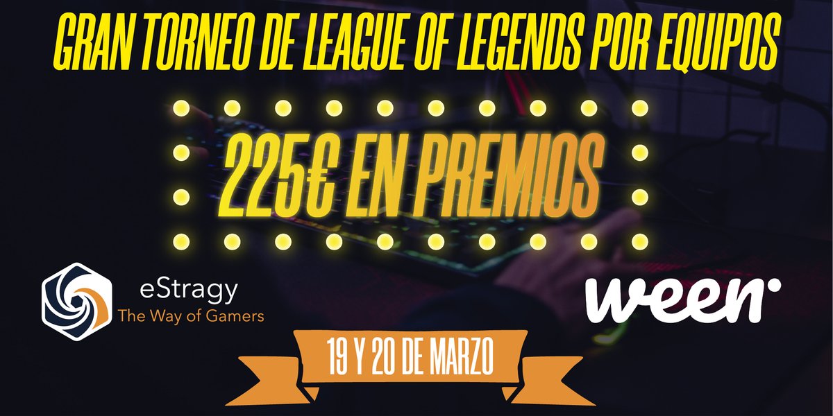 eStragy's tweet photo. 🔸¿Te apetece luchar en la Grieta del Invocador? ¡La primera Copa de #eStragy te está esperando en @WeenGames! 

🗓️19 y 20 de marzo
💸 225 euros en premios
🌍 España

¡Apúntate aquí! ⬇️
https://t.co/5K8vRAepjM https://t.co/dvhOLdsK56