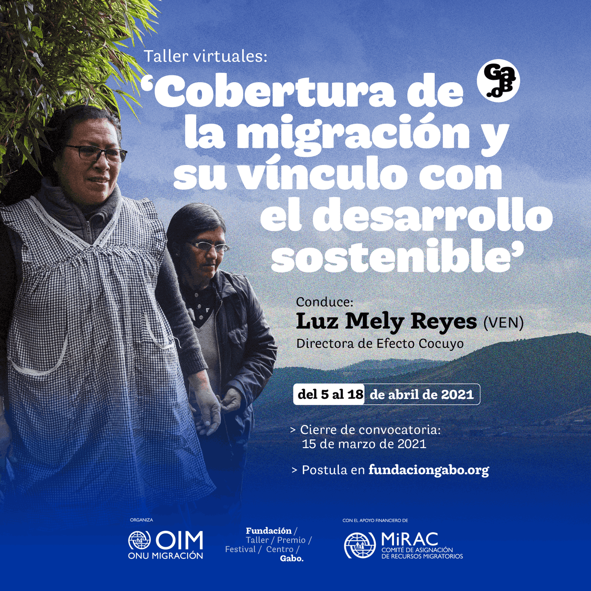 FundacionGabo's tweet photo. Postúlate al taller gratuito organizado por la @fundaciongabo y @OIMSuramerica. En total tenemos 18 cupos disponibles para periodistas de América del Sur. ¡No tiene costo para los participantes! 👉  https://t.co/BY2BaTbfBl https://t.co/oGABhs0XRT