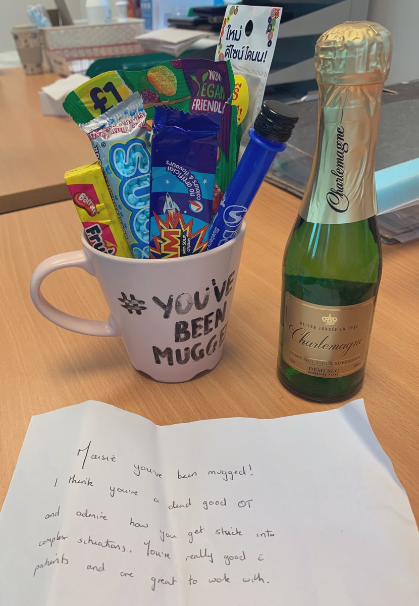 Lovely surprise in the OT office this morn! 💚
#youvebeenmugged
So grateful to work with such lovely colleagues 💚 (...too many of you to nominate for next month!!)