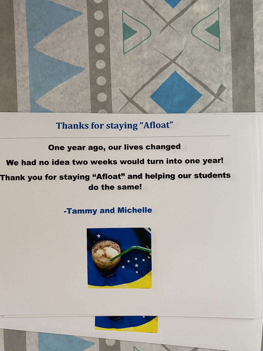One year ago our lives changed! We had no idea 2 weeks would turn into 1 year! We thanked our staff for staying  “AFLOAT” today! #russellstrong <a href="/RussellESchool/">Russell Elementary School</a> <a href="/watsonprincipal/">Russell Elementary</a> <a href="/CobbSchools/">Cobb County Schools</a>