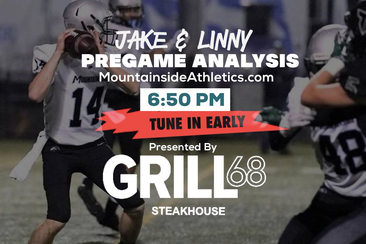 Mountainside vs Sunset play tonight for the BIG 🔥 Metro League game of the week! Tune in early at 6:50 PM to catch Jake &amp; Linny for the Grill 68 Steakhouse Pregame Analysis! Watch Live at MountainsideAthletics.com 🏈<a href="/mountainsidehs/">Mountainside HS</a> <a href="/SunsetFootball/">Sunset Football</a> <a href="/osaafootball/">OSAA FOOTBALL NEWS</a>