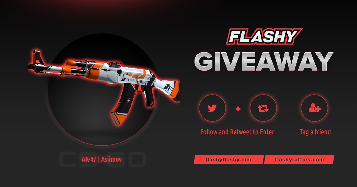 flashyflashycom's tweet photo. 🔥 24H GIVEAWAY !!! 🏆 AK-47 Asiimov !

To win:
✔️ Visit for free codes: https://t.co/Fonu6EuBpu
✔️ Retweet
✔️ Follow us
✔️ Turn on twitter notifications

#flashyflashy #giveaway #csgoskins #CSGOGiveaway https://t.co/rBlofBVKKi