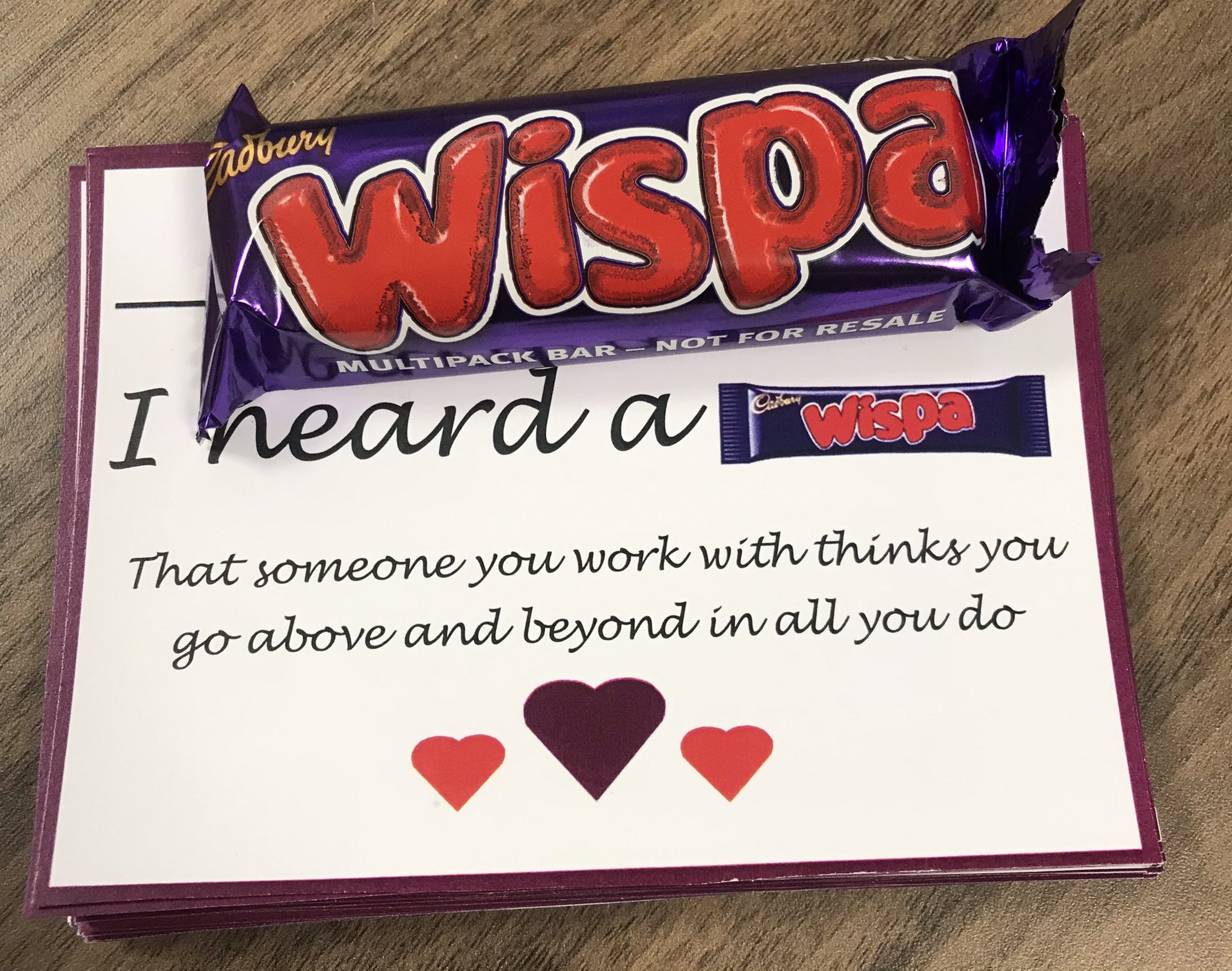💜💙 Alison Gordon 💙💜 on X: "Today was hopefully the first of many of our  'I heard a wispa' initiative in Lincoln. I had lots of nominations and  today's 'I heard a