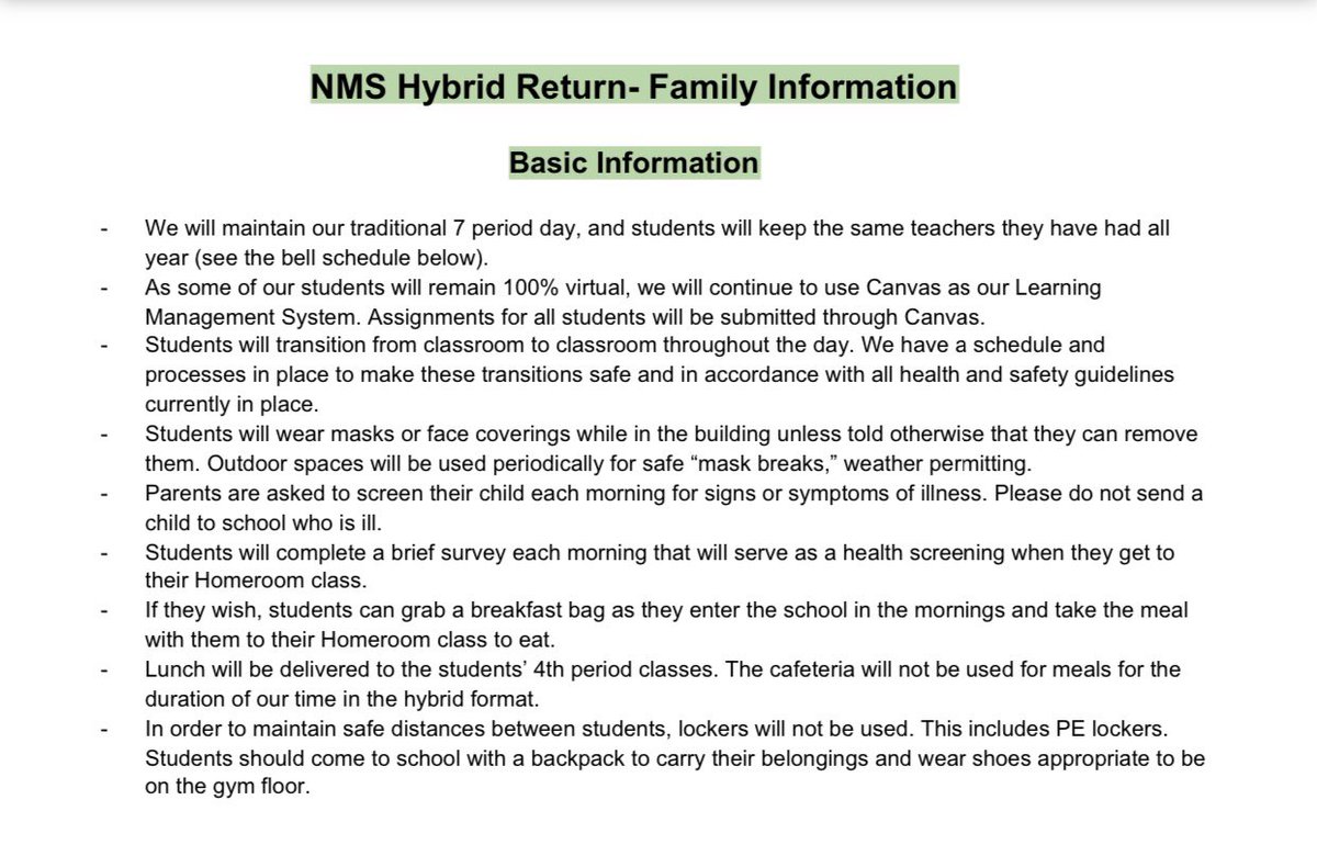 NMSMustangs's tweet photo. We are super excited to welcome students back on Monday, March 15. Please the two attached pictures for some helpful information. https://t.co/PspkQba3Pn