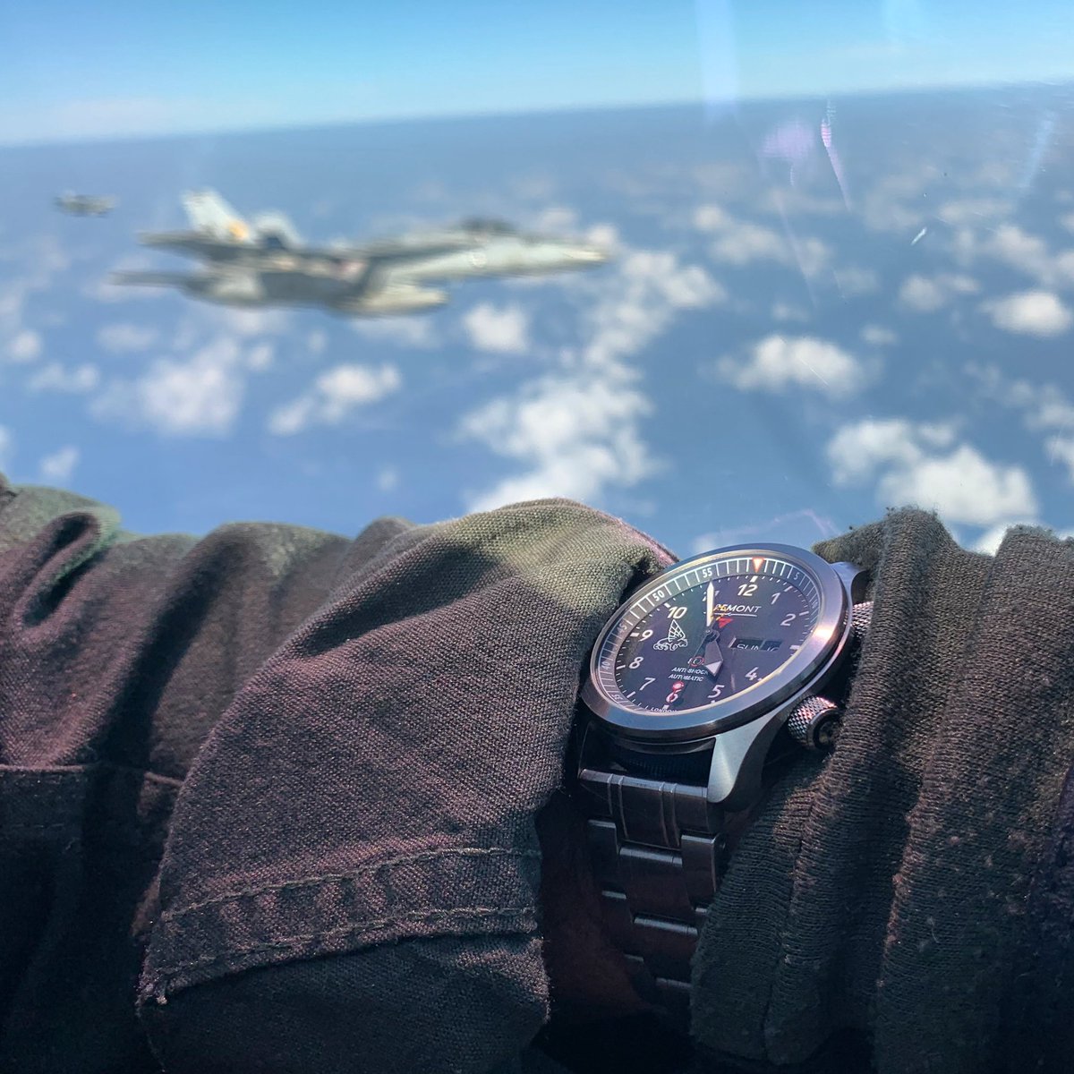 BremontMilitary's tweet photo. Another #FighterFriday! How about this shot? What’s your @Bremont military edition up to today? Tag us with #BremontMilitary. 😎🔥 #MBII #PukinDogs https://t.co/Jt5dcW8eiD