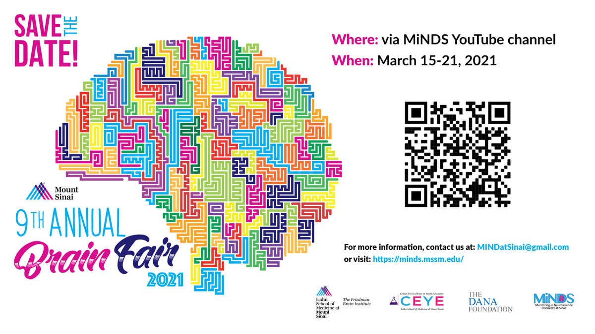 MountSinaiNYC's tweet image. #SinaiBAW is back! Join us for our virtual #BrainAwarenessWeek2021 events all week long from March 15 - March 21. #BAW2021