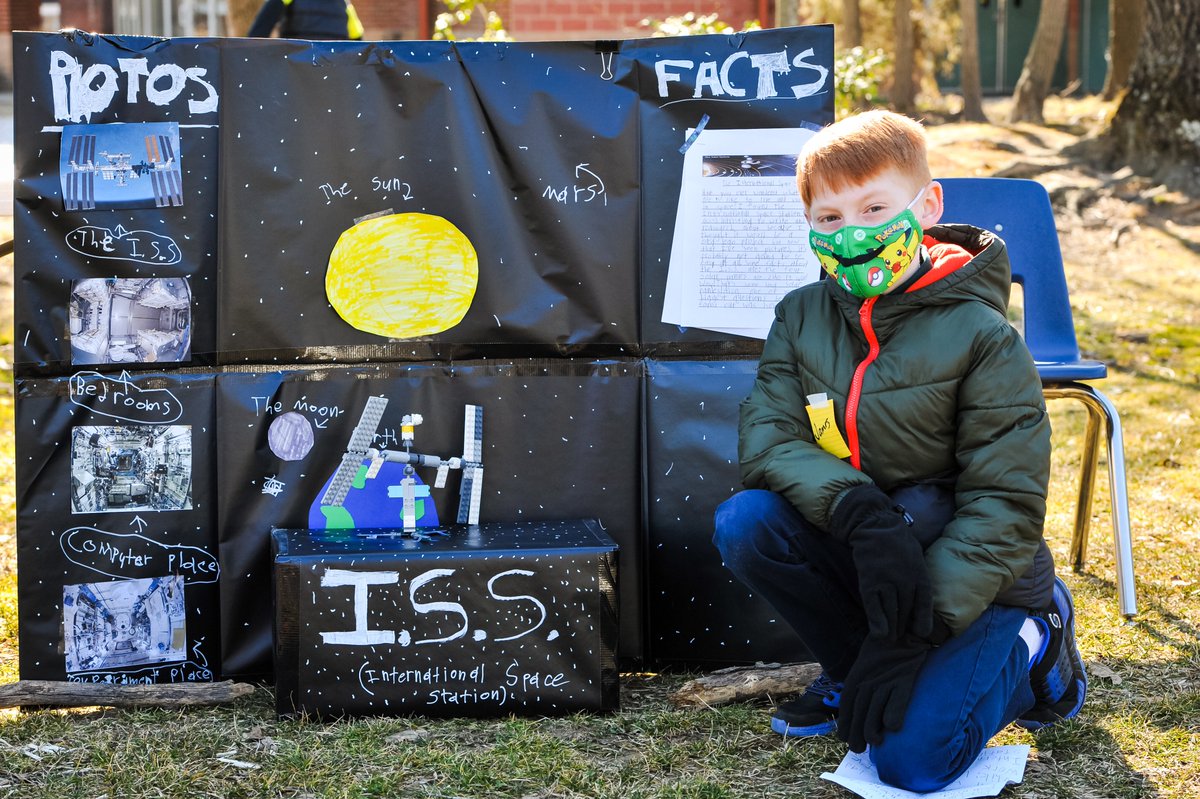 ICSEagles's tweet photo. This week, the Class of 2030 culminated their Astronomy studies by sharing capstone projects w/their parents and peers at an outdoor, physically-distant Independent Learning Day.  The 3rd graders' research projects were "out of this world!" #icsstem #creekpride #LearningTogether https://t.co/UiJTKoXlpN