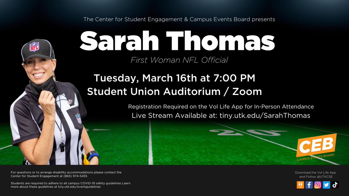 Don’t forget to register in the Vol Life App to attend this great event hosted by @UTKCEB