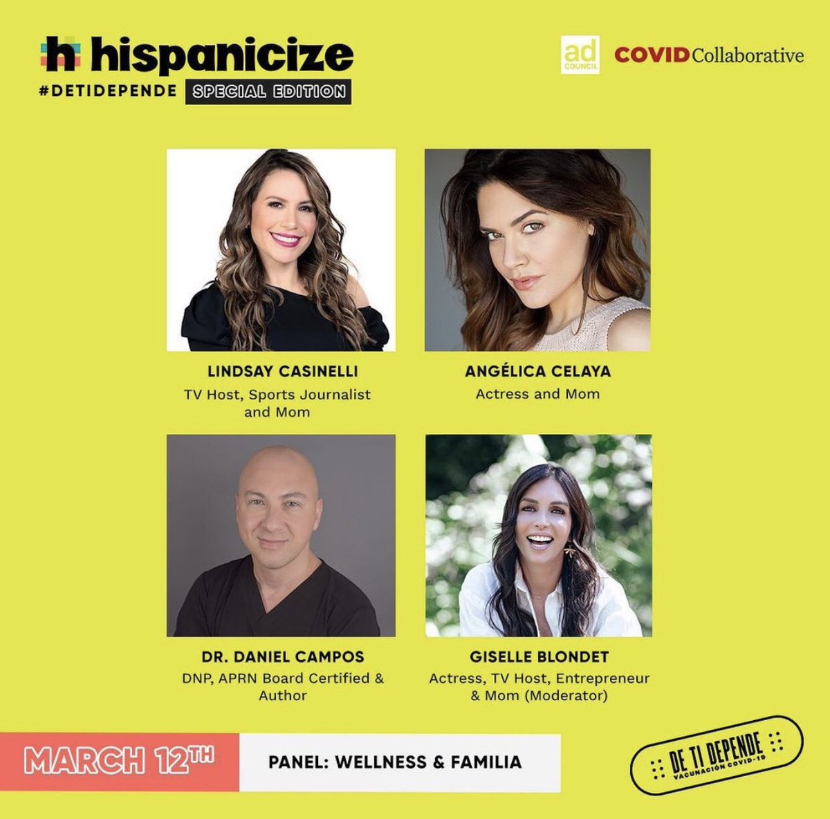 LindsayCasinell's tweet photo. ¡Bienestar y Familia!
¿Quién nos acompaña en este Panel Informativo? @GiselleBlondet lo estará moderando.
#DeTiDepende #CovidCollaborative
Regístrate de manera gratuita en https://t.co/nXnGwjp9fD https://t.co/I5l6ef0yhI