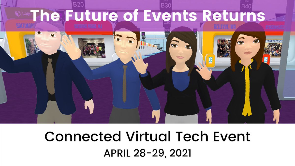 connectedremag's tweet photo. The future of events returns from April 28-29th. Join us at the #ConnectedVirtualTechEvent to experience the same exciting platform, with a brand new exhibit hall setup! https://t.co/CuvWbd2CNs https://t.co/Rq29Cg1jHV