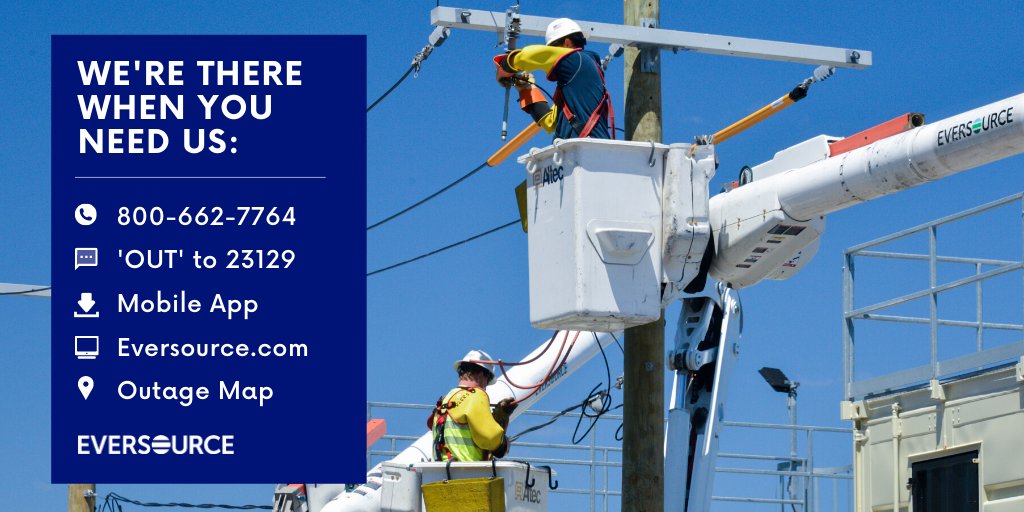 EversourceNH's tweet photo. We have crews prepositioned across the state and ready to respond to any damage or outages we may see from tonight’s strong winds. Remember to charge up your mobile devices and keep our # handy: 800-662-7764. https://t.co/XESHvneYQu