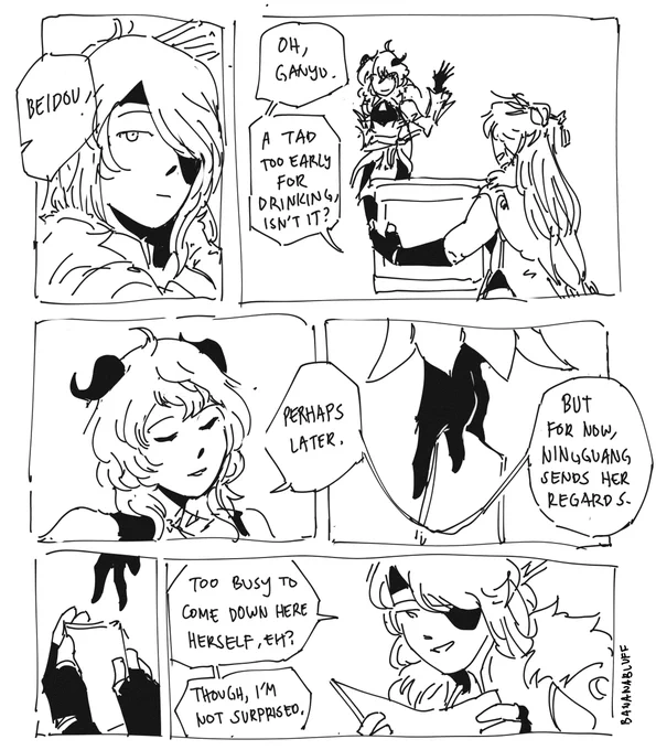 comic on ganyu as ningguang's wingman

day 4 letters prompt for #beiguangweek2021 :D 