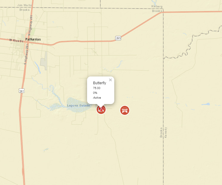 AllHazardsTFS's tweet photo. Alert: Texas A&M Forest Service is responding to a request for assistance in Brooks County on the #ButterflyFire. The fire is an estimated 75 acres and 0% contained. #txfire https://t.co/Z9yIaowVNz