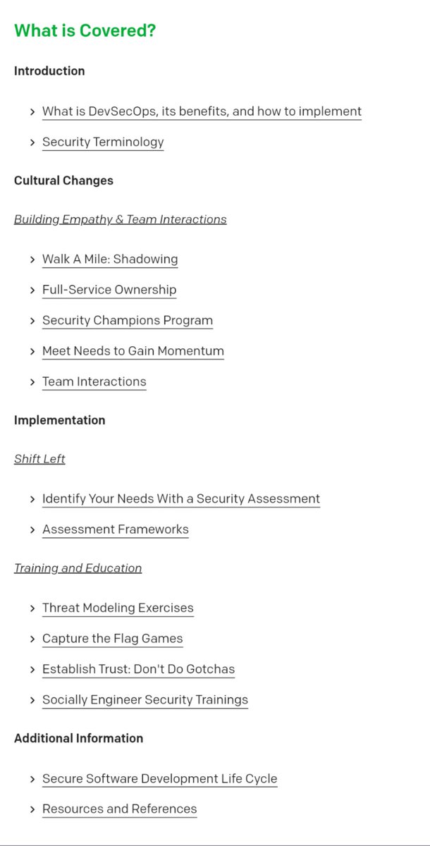 An excellent DevSecOps guide from @PagerDuty to help DevOps folks bring security practices into their work

I love the choices of what they included: cultural change, building empathy, shadowing, establishing trust, communication guidelines
devsecops.pagerduty.com