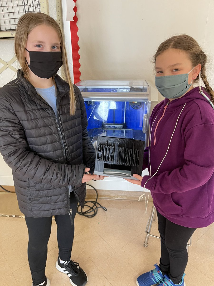 MCSSTEAM's tweet image. Amazing 3rd graders who designed a 3D print to make an “extra mask” box for their classroom! #stem #steam @JJplantingseeds @MasonSchools