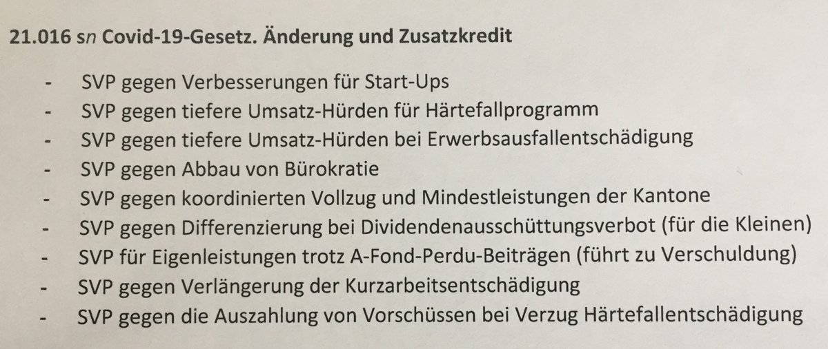 Weil <a href="/thomas_aeschi/">Thomas Aeschi</a> heute in der #srfarena ist, gerne noch mal die Fakten zur Wirtschaftspolitik der <a href="/SVPch/">SVP Schweiz</a>. Wir <a href="/GrueneCH/">GRÜNE Schweiz</a> kämpfen mit Mitte-Links gegen Konkurse und Arbeitslosigkeit. Die SVP gegen KMU und Selbständige. Nächste Woche geht's weiter. Schaut hin! <a href="/gewerbeverband/">sgv-usam</a>