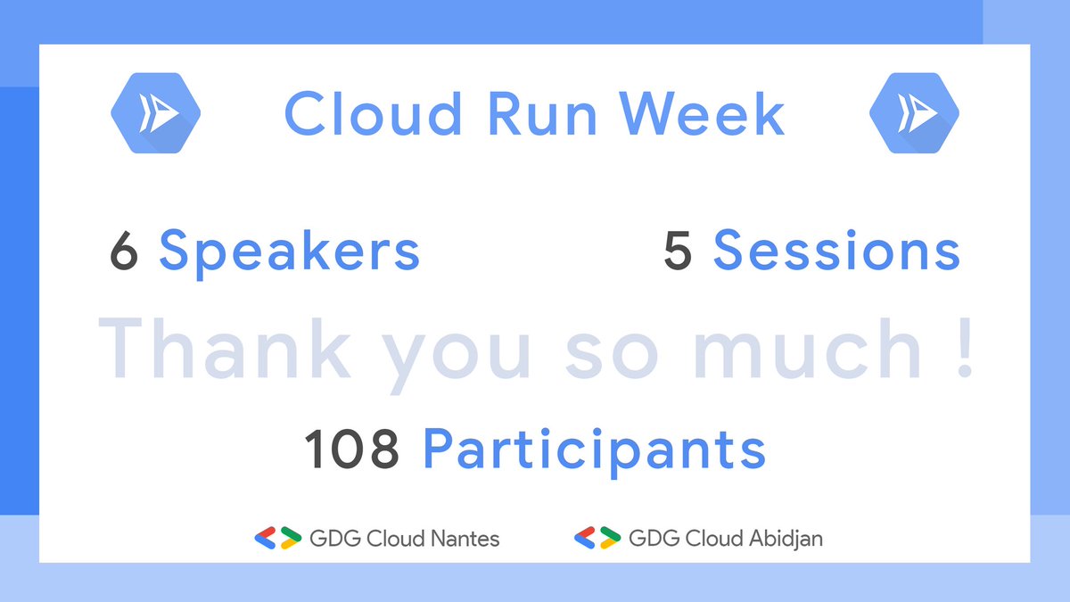 GDGCloudAbidjan's tweet image. #CloudRunWeek 

C&apos;est la fin du Cloud Run Week 🎉.

Speakers : @wietsevenema @gblaquiere @MartonKodok @jlandure @eric_briand @val_deleplace

Communautés : @GDGCloudAbidjan &amp;amp; @gdgnantes #GDG 

Organisateurs : @EzekiasBokove &amp;amp; @jlandure 

Thank you so much 🤗.