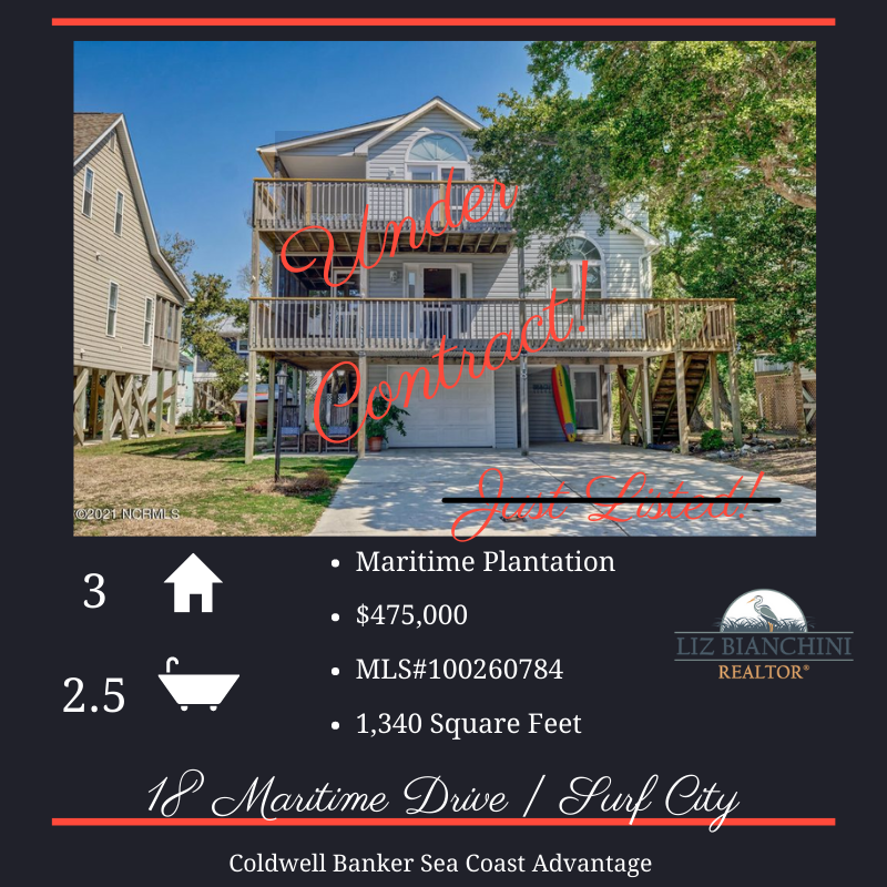 LizBianchini's tweet photo. 18 Maritime Drive | Surf City is.. Under Contract! The market is hot right now! 🔥 If you have been thinking about selling your home, now is the time! Give me a call today! 📞 910-352-4328 https://t.co/fcrXlL1vqp