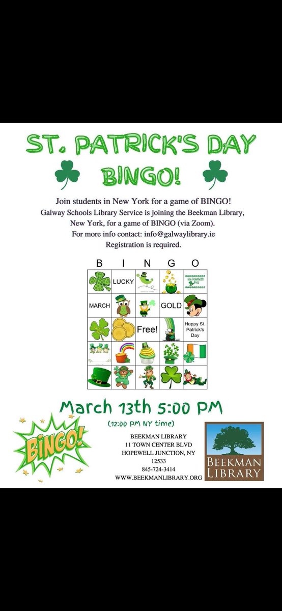 #galwaylibrary #stpatricksdaybingo