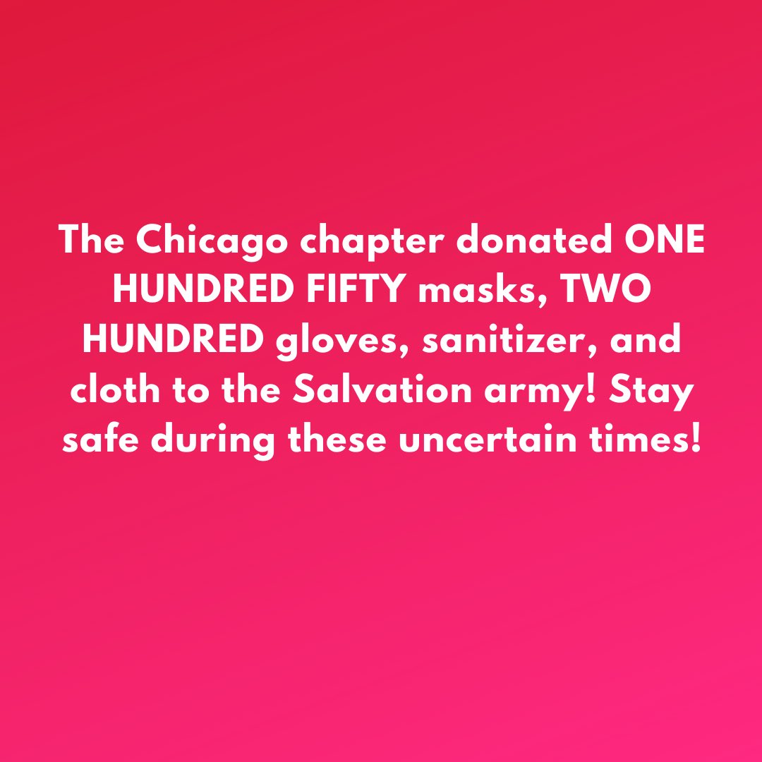 BTOBnow's tweet photo. Shoutout to the Chicago, Illinois chapter for donating over 350 PPE to the Salvation Army 👏 

#outreach #chapterspotlight #makeadifference #BTOB #nonprofit #donations #volunteer #givingback #breaktheoutbreak https://t.co/iTMZvfrDpH