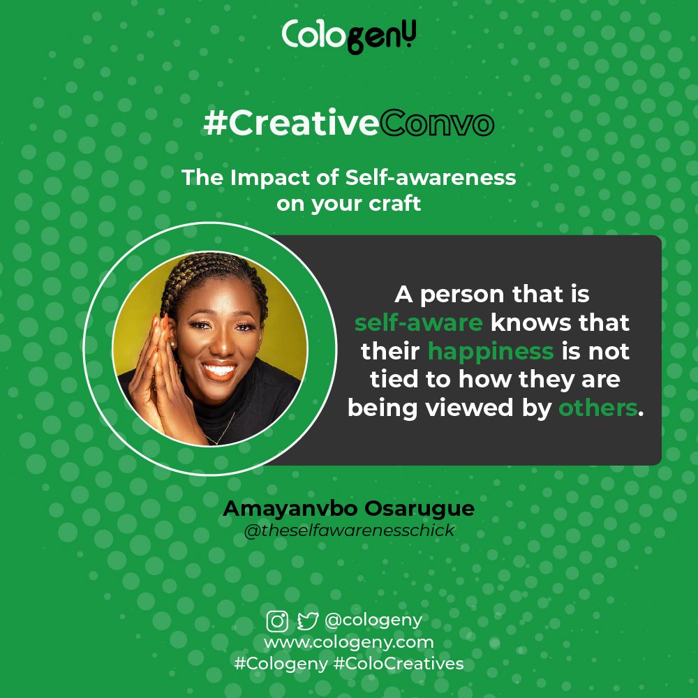 cologeny's tweet photo. A person that is self aware knows their happiness is not tied to how they are being viewed by others.
@amosarugue 

#Cologeny #CreativeConvo https://t.co/M1GsJWAxm0