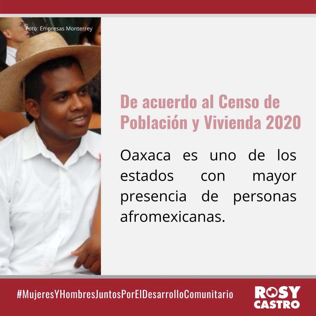 Rosy__Castro's tweet photo. ¿#SabíasQue en México hay más de 2 millones de personas que se autoreconocen como #afrodescendientes? Conoce más datos del Censo de Población y Vivienda 2020 en las imágenes

#MujeresYHombresJuntosPorElDesarrolloComunitario #ComunidadAfrodescendiente #Afromexicanos #Afromexicanas https://t.co/gFr3GmUxlB