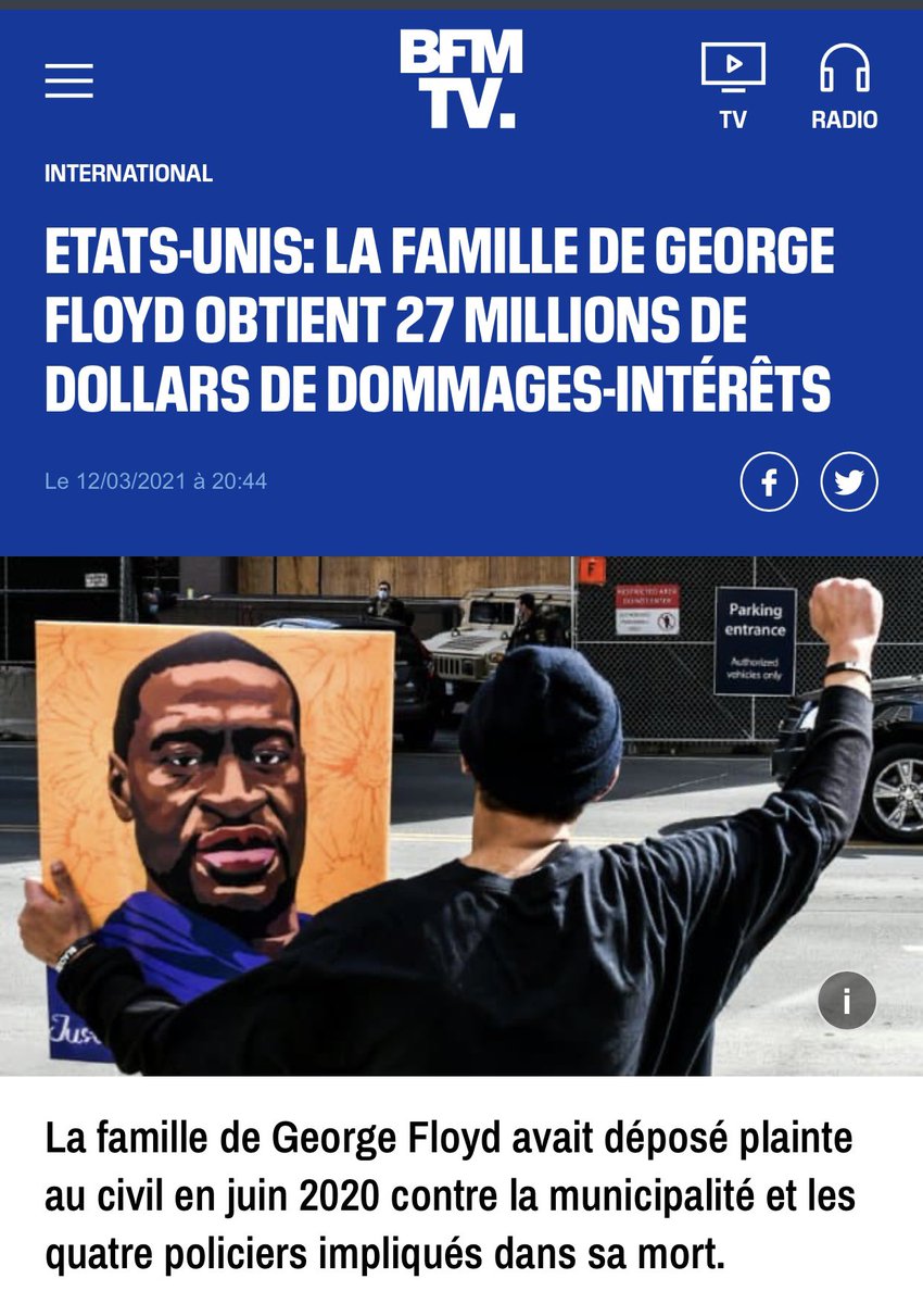 DrNoumory's tweet image. États Unis ..#BLMprotest ,#GeorgeFloyd 
27 millions de dollars 👇🏾
bfmtv.com/amp/internatio…
#CIV225 ,#Africa,#World