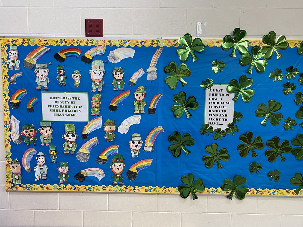 Great final day before March Break <a href="/AthenaHawks/">Athena Hawks</a> It is awesome to see the talented work of the students and staff creating bulletin boards and our daily announcements. #StPatricksDay #gaelicfootball <a href="/cjstuder/">Mr. Studer</a>