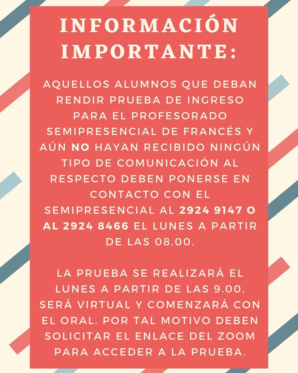 Por favor, difundir la siguiente información.
