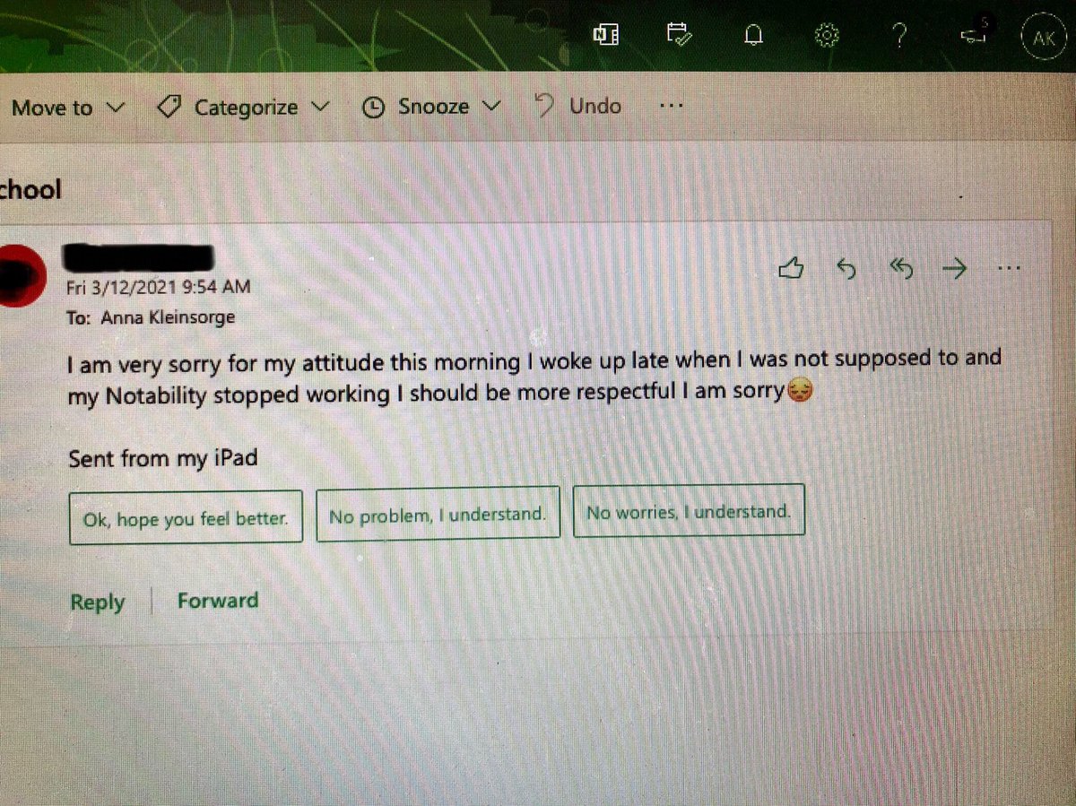 MsKleinsorge's tweet photo. More mature than most adults. ❤️❤️❤️ On a related note while deleting and reinstalling apps is a great tech problem solving idea, since Notability is not backed up anywhere all your work just gets deleted. 😢😔 #ThatTakesGuts #NoOneToldHerToApologize https://t.co/CPr2IqbiBb