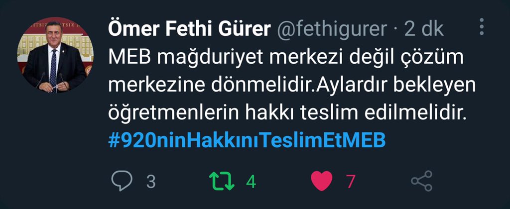 #920ninHakkınıTeslimEtMEB
<a href="/RTErdogan/">Recep Tayyip Erdoğan</a> 
<a href="/ziyaselcuk/">Ziya Selçuk</a> 
<a href="/lutfielvan/">Lütfi Elvan</a> 
<a href="/tcmeb/">Millî Eğitim Bakanlığı</a> 
<a href="/mebpgm/">Personel Genel Müdürlüğü</a>
<a href="/HMBakanligi/">T.C. Hazine ve Maliye Bakanlığı</a>
<a href="/omerinan06/">Ömer İNAN</a> 
<a href="/emrullahisler/">Emrullah İŞLER</a> 920 bir an önce atanmalı!!!!
