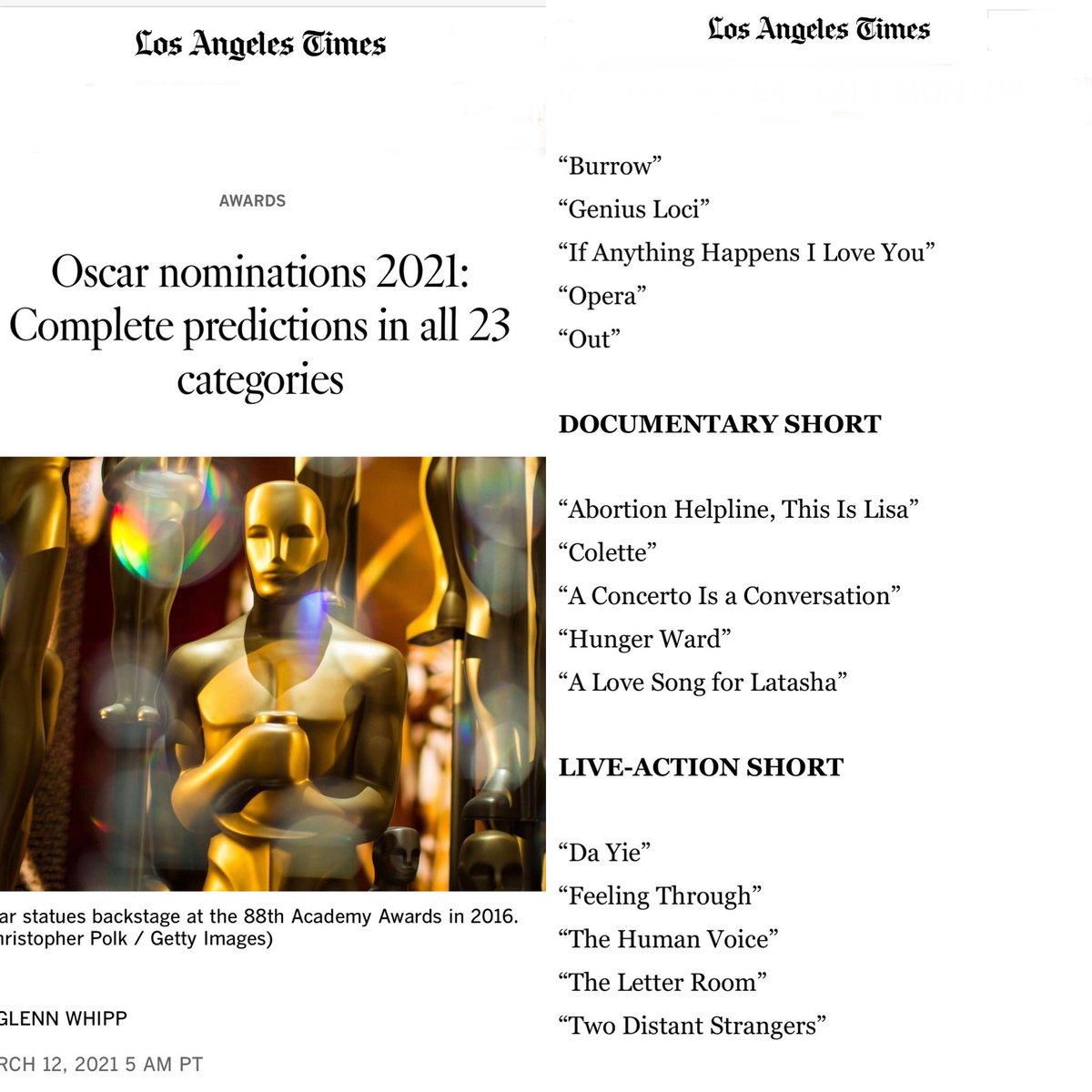 6ftovr's tweet photo. Wow! Humbled. Blessed.  Thank you @latimes for showing @TwoDistantFilm love! Fingers crossed 🤞🏾 and prayers up 🙏🏾 #twodistantstrangers #sixfeetover #latimes @NicMaye @Travon @VanLathan https://t.co/BzrkljKP9v