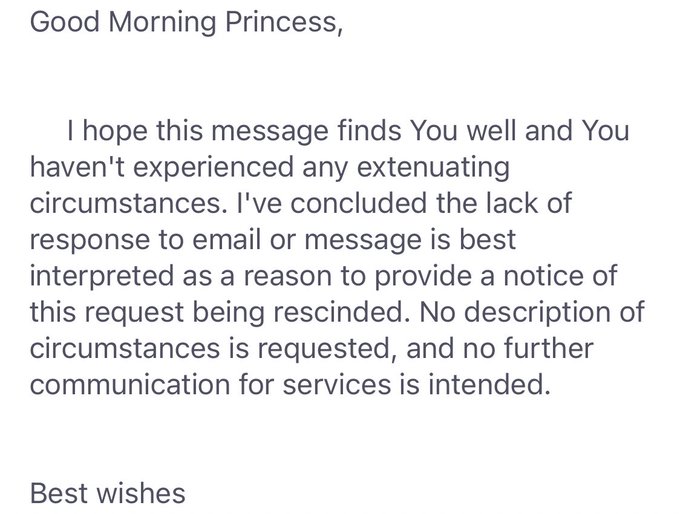 Extremely amused at this excessively professional email from a client who canceled his session (that<a href="/tag/oopsthatsmykink"class="tags"><span>#oopsthatsmykink</span></a>