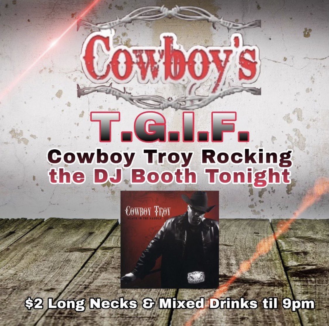 The weekend has never looked so good! TONIGHT we have <a href="/cowboytroy/">cowboytroy</a> back playing all of your favorites PLUS $2 long necks and mixed drinks until 9pm!!!