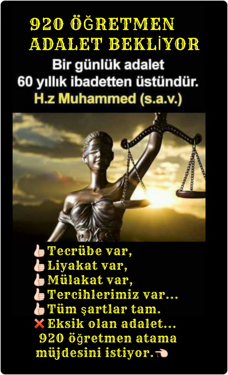 #920ninHakkınıTeslimEtMEB
<a href="/RTErdogan/">Recep Tayyip Erdoğan</a> 
<a href="/ziyaselcuk/">Ziya Selçuk</a>  
<a href="/lutfielvan/">Lütfi Elvan</a> 
<a href="/tcmeb/">Millî Eğitim Bakanlığı</a> 
<a href="/mebpgm/">Personel Genel Müdürlüğü</a>
<a href="/HMBakanligi/">T.C. Hazine ve Maliye Bakanlığı</a>
<a href="/omerinan06/">Ömer İNAN</a> 
<a href="/emrullahisler/">Emrullah İŞLER</a>
Lütfen 920 öğretmen atansın artık.