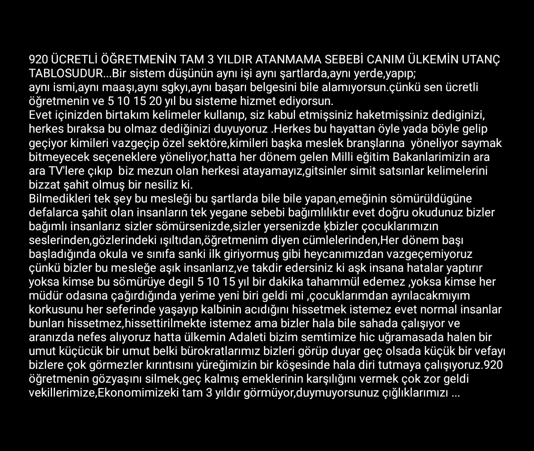 #920ninHakkınıTeslimEtMEB
<a href="/RTErdogan/">Recep Tayyip Erdoğan</a> 
<a href="/ziyaselcuk/">Ziya Selçuk</a>  
<a href="/lutfielvan/">Lütfi Elvan</a> 
<a href="/tcmeb/">Millî Eğitim Bakanlığı</a> 
<a href="/mebpgm/">Personel Genel Müdürlüğü</a>
<a href="/HMBakanligi/">T.C. Hazine ve Maliye Bakanlığı</a>
<a href="/omerinan06/">Ömer İNAN</a> 
<a href="/emrullahisler/">Emrullah İŞLER</a>
Lütfen 920 öğretmen atansın artık.