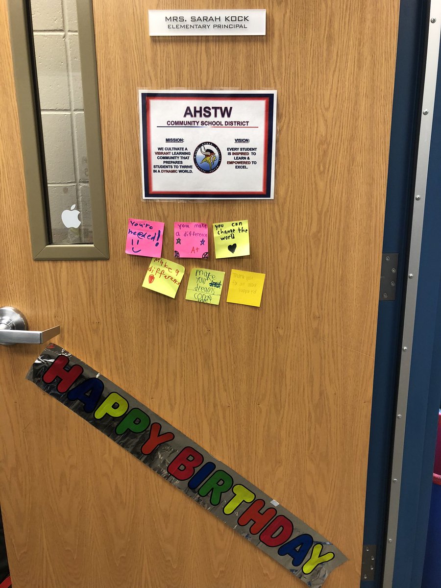MrsKock1's tweet photo. What a great day with #TEAMAHSTW! I took the PM off and almost didn't want to leave - songs, cards, hugs, gifts, smiles, and even the "How many are yous" and subsequent gasps or comparisons to their teacher's or parents' age - all made for a very special day! 

And now. A nap. https://t.co/SzQUwoYHmu