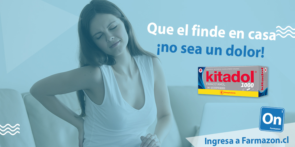 Este fin de semana dile adiós a los dolores  con #Kitadol de 18 comprimidos a solo $6.590.
Haz que #CuarentenaTotal sea más agradable.
#Farmacia #FarmaciaDelivery  #PymesChile #Clases #Marzo #Cuarentena #QuédateEnCasa #Fase2