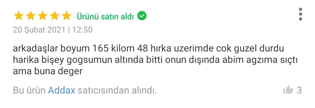 Yorumdan sonra satın alindi