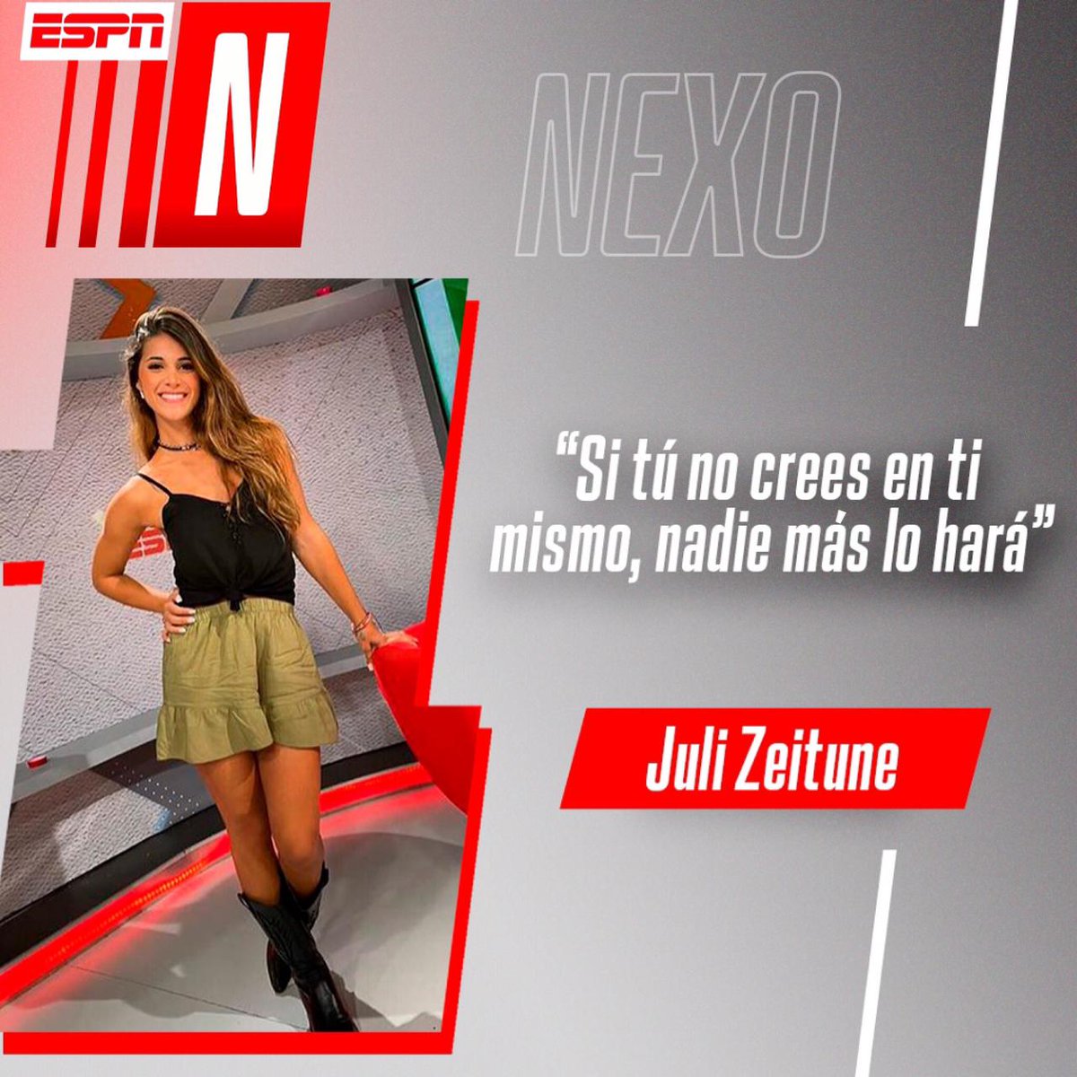 ESPNChile's tweet photo. ¡Todos los fines de semana @julizeitune los acompaña con la mejor energía de #NexoChilexESPN! #VuelveNexo 

https://t.co/vVGSE2jz5M https://t.co/zoKFif1mUK