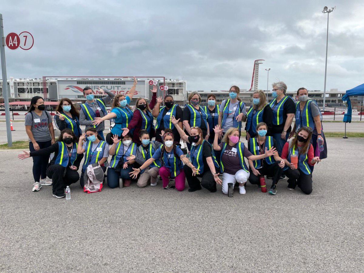 We are so proud of our PfISD nurses who volunteered to help distribute #CovidVaccine today <a href="/COTA/">Circuit of The Americas</a>! Now THAT is #PassionateService and shows what it means to work #Together. 😷🧑‍⚕️💉🩹