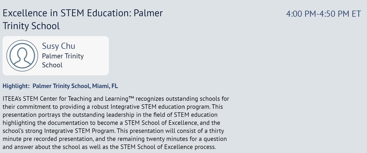 MsChuSTEM's tweet photo. Congratulations to @palmertrinity ! Recognized by @iteea  as STEM School of Excellence. Schools recognized exemplify outstanding leadership in the field of #STEMeducation. PTS has been invited to present on 3/26/21, 4pm, during ITEEA’s Annual Conference https://t.co/yURh8CZcve