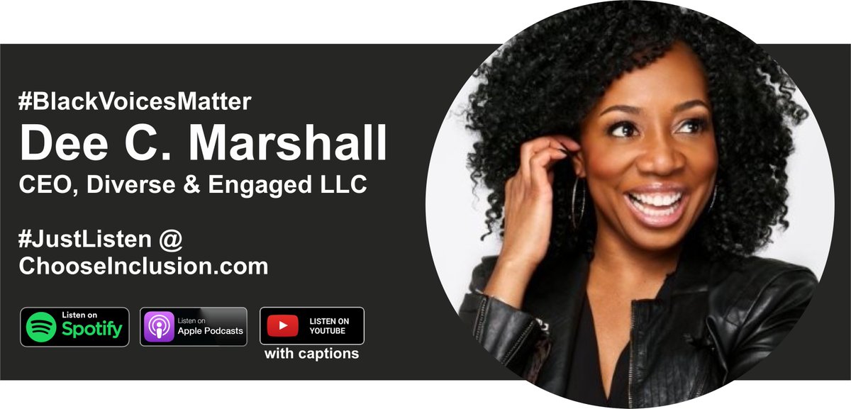 ChooseInclusion's tweet photo. What are Fortune 500 companies doing around DEI&amp;B? 

@DeeCMarshall shares her experiences working with these clients on their plans to engage, train and support a diverse workplace culture.  #JustListen to the power of @DiverseEngaged 

https://t.co/MaC8L16Wfq https://t.co/nBYa0o6yf5
