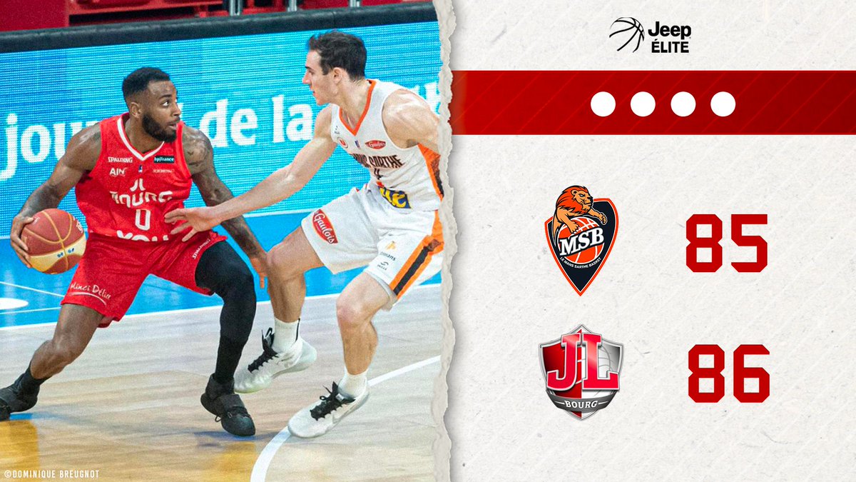 JLBourgBasket's tweet photo. 𝗟𝗜𝗩𝗘
🔴🔴🔴🔴

@MSB 85 ⌁ 86 JL Bourg 
Succès sur le parquet d’Antarès ! 
Nos joueurs ont de précieuses ressources qu'ils ont su exploiter juste à temps ce soir 😅🙌

#GetRedy https://t.co/tIY5R9tnQ5