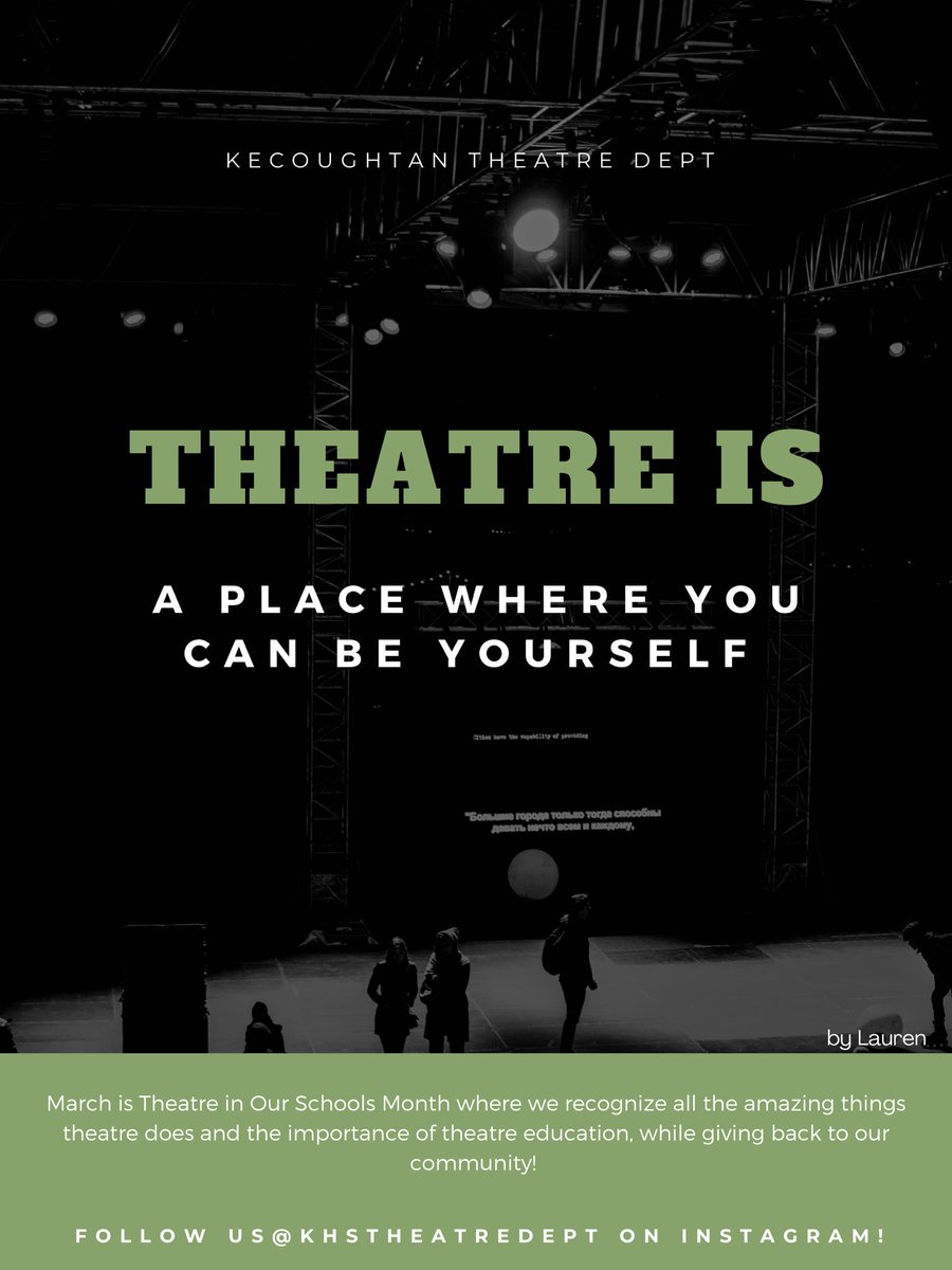 khstheatredept's tweet photo. Students involved in theatre have a community of supportive people to interact with! 

#TIOS21 #troupe2847 #kecoughtantheatre https://t.co/Ct7uol1DYU
