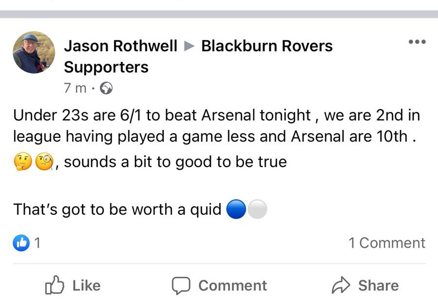 Whoever this guy is who tipped #Rovers u23’s to win at 6/1, we thank you and owe you a beer 🍻 <a href="/andymwhittle/">Andy Whittle</a>